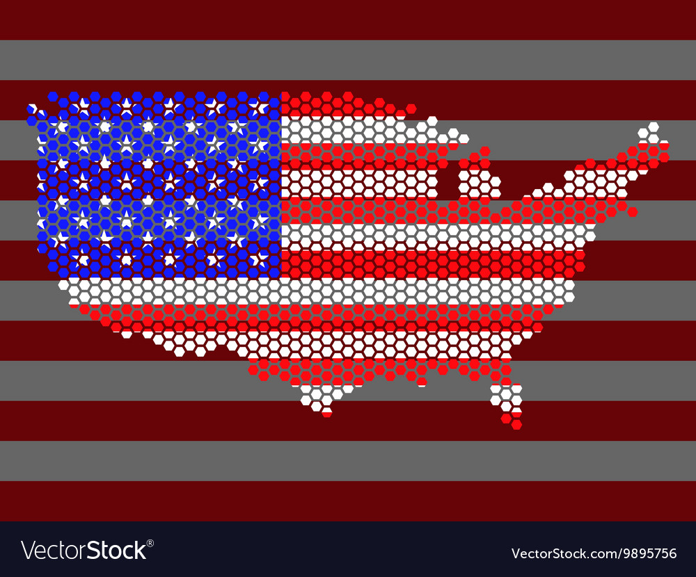 Abstract map of usa from hexagons