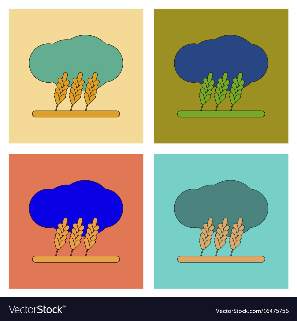 Assembly flat icons wheat cloud