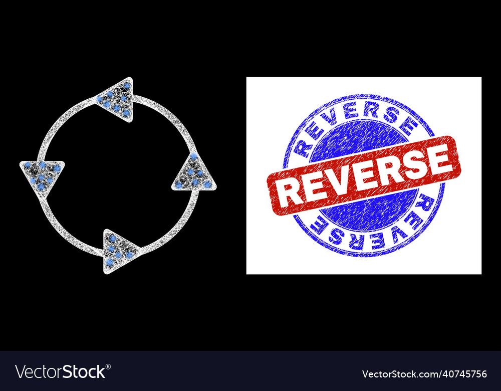 Bicolor textured reverse badge and light web mesh vector image Bicolor textured reverse badge and light web mesh