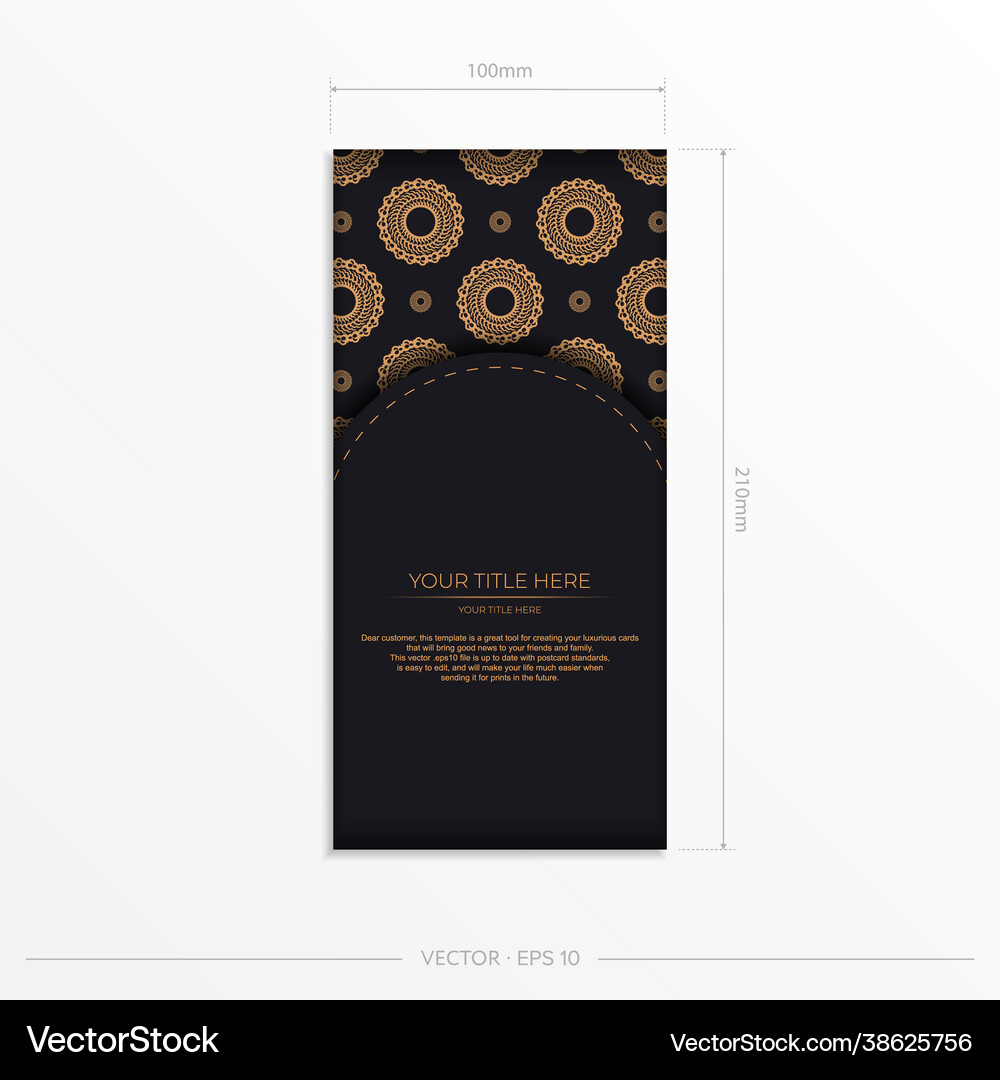 Dark black gold postcard template with white Vector Image
