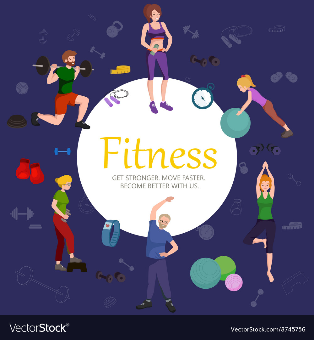 Fitness concept flat isolated Royalty Free Vector Image