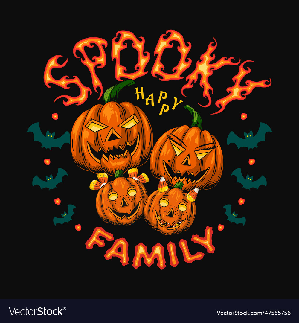 Halloween Label With Pumpkin Family Royalty Free Vector