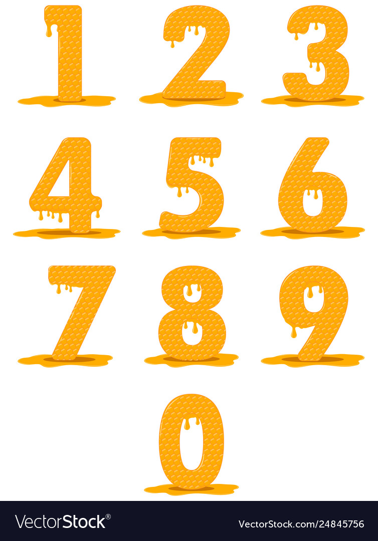 Honey numbers honey figurines Royalty Free Vector Image