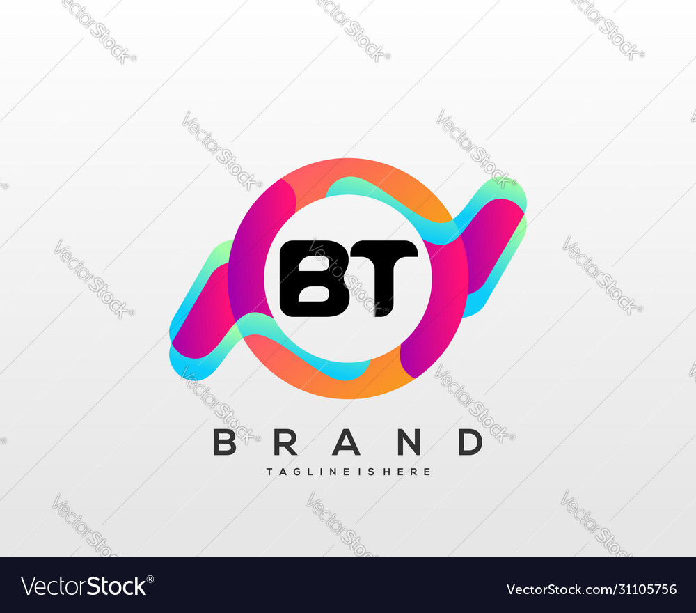 Letter bt initial logo with colorful Royalty Free Vector