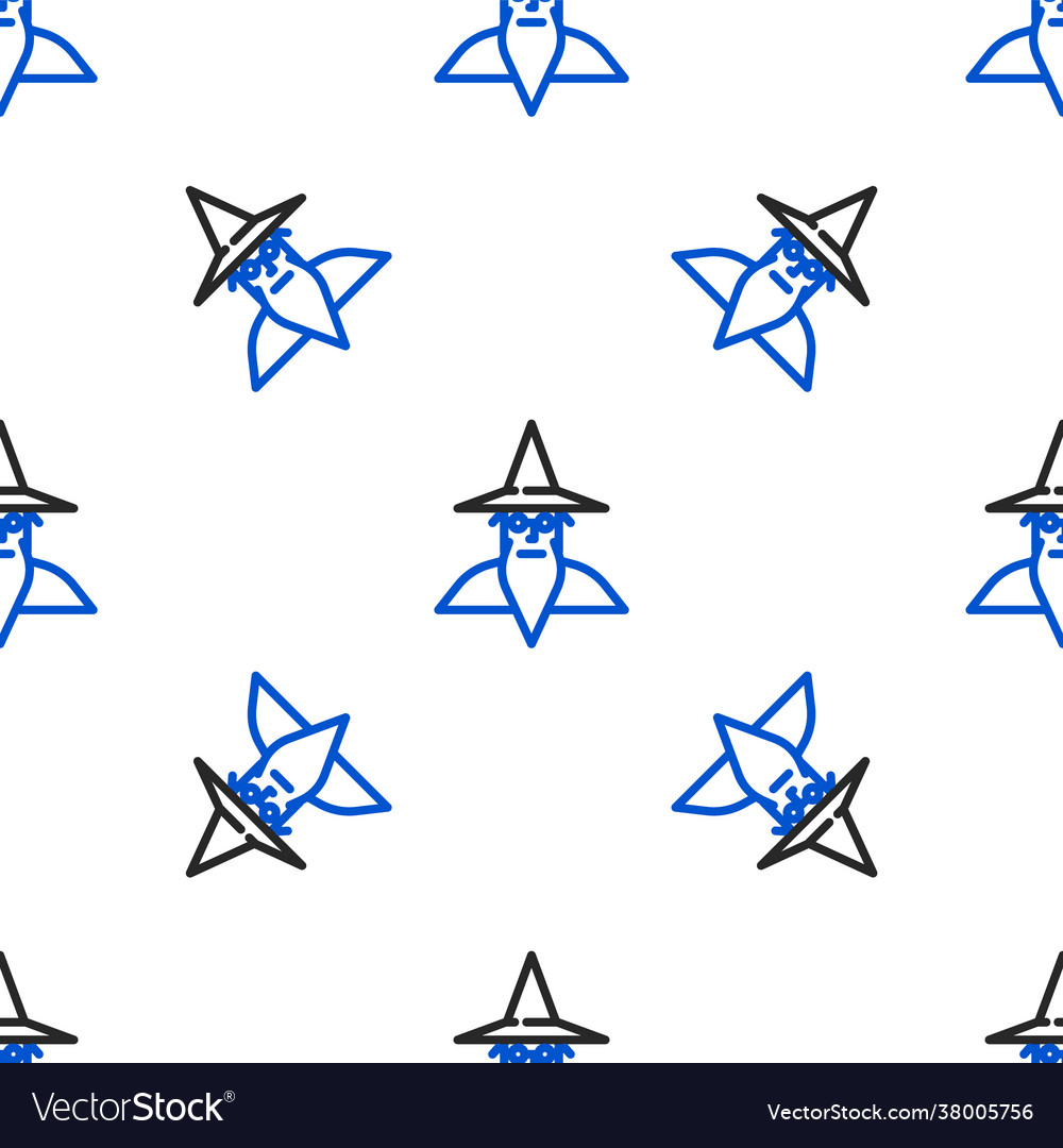 Line wizard warlock icon isolated seamless pattern
