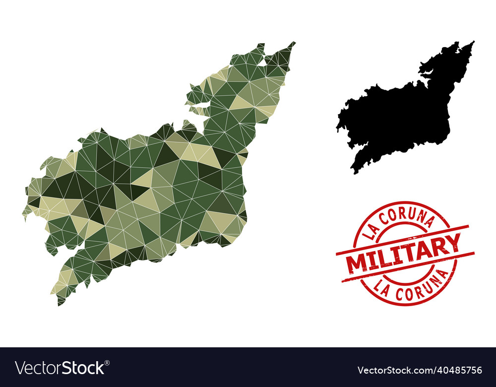 Lowpoly mosaic map of la coruna province Vector Image