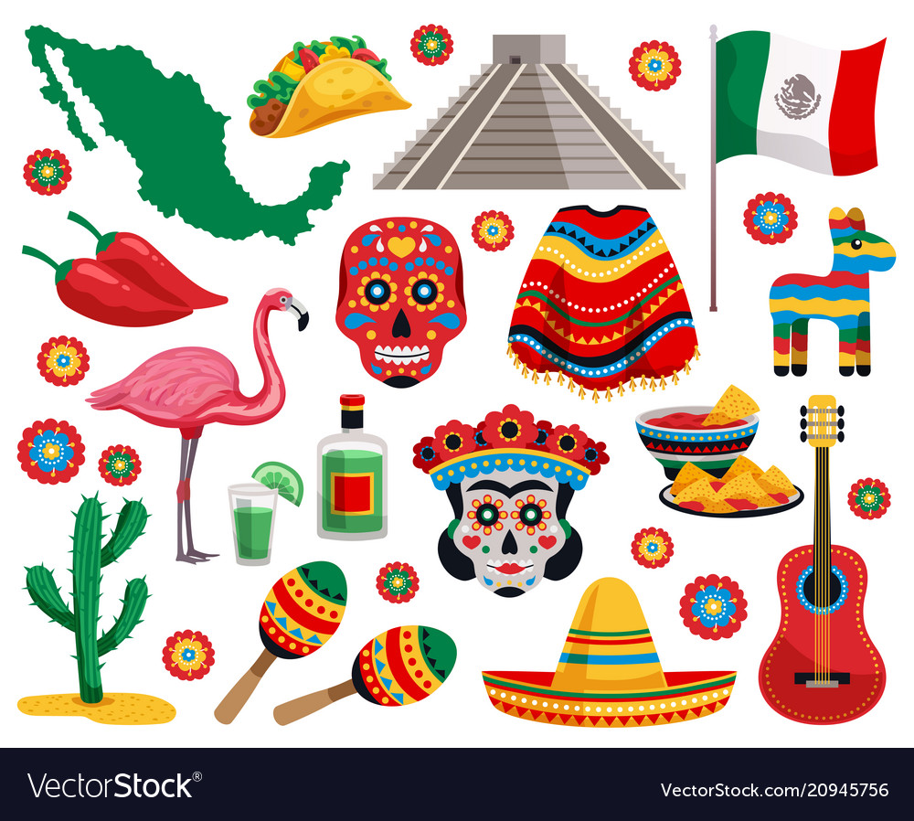 mexican-symbols-set-royalty-free-vector-image-vectorstock