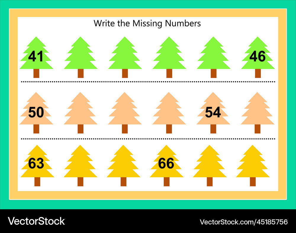 Missing number worksheet Royalty Free Vector Image