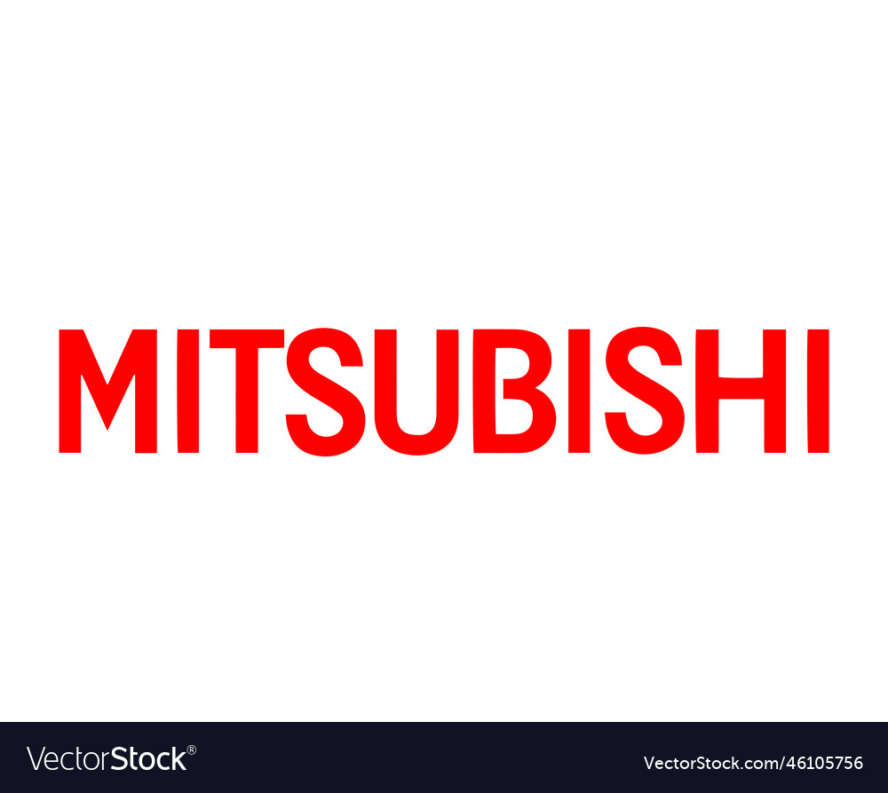 Mitsubishi brand logo car symbol name red Vector Image