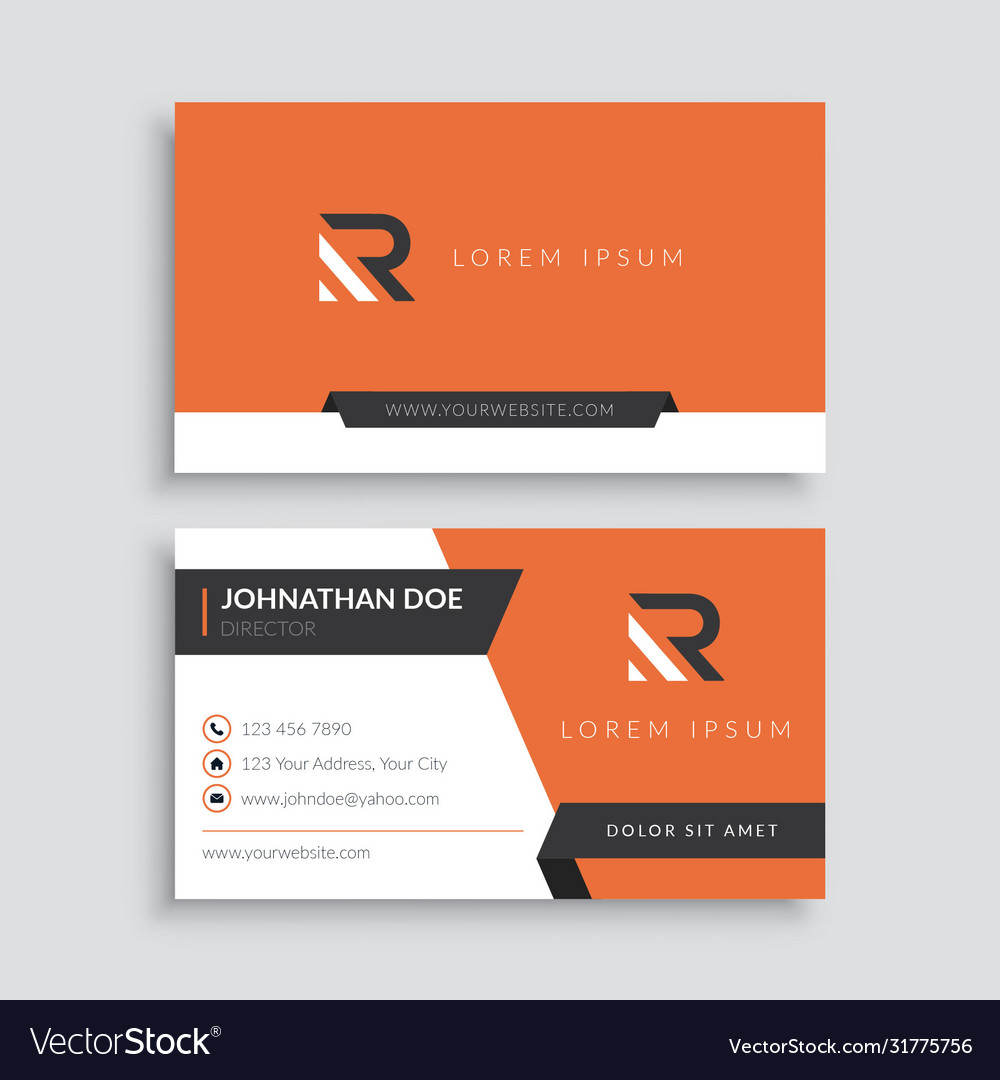 Modern orange business card template Royalty Free Vector