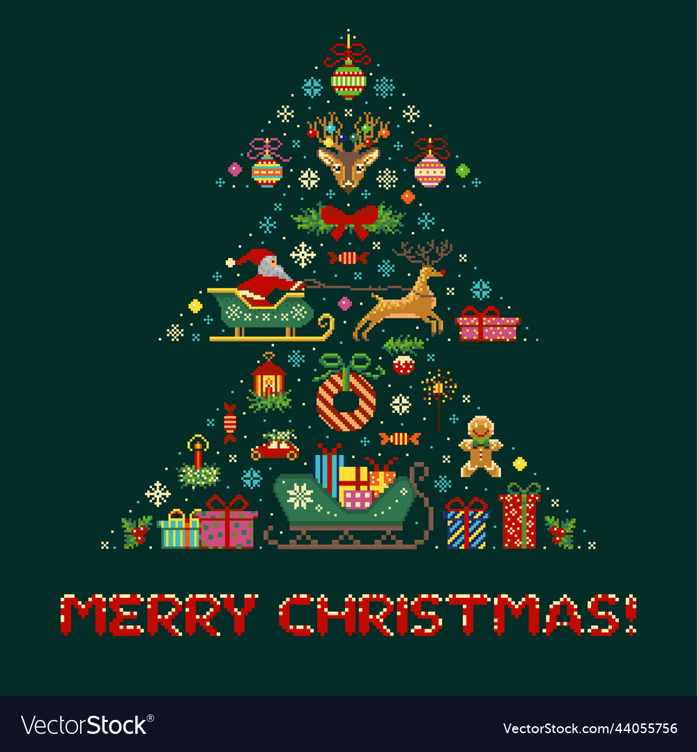 Retro Pixel Christmas Tree