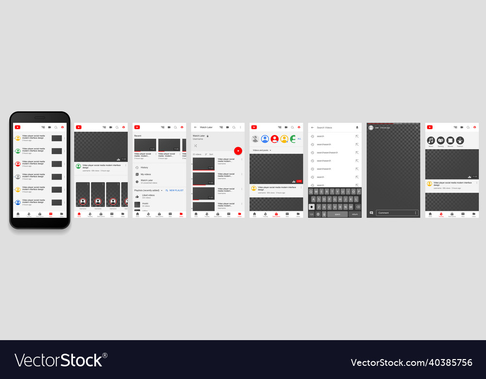 Screen interface in social media application vector image Screen interface in social media application