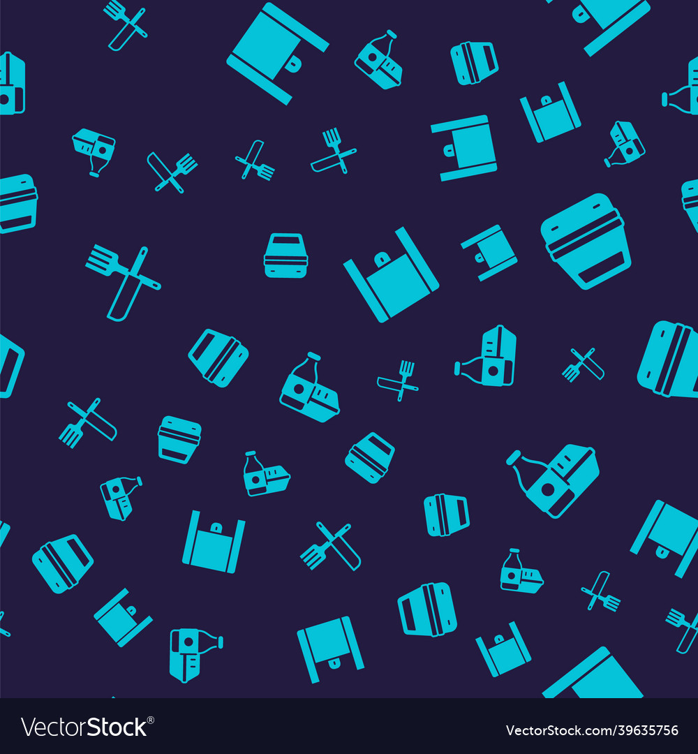 Set crossed knife and fork lunch box online Vector Image