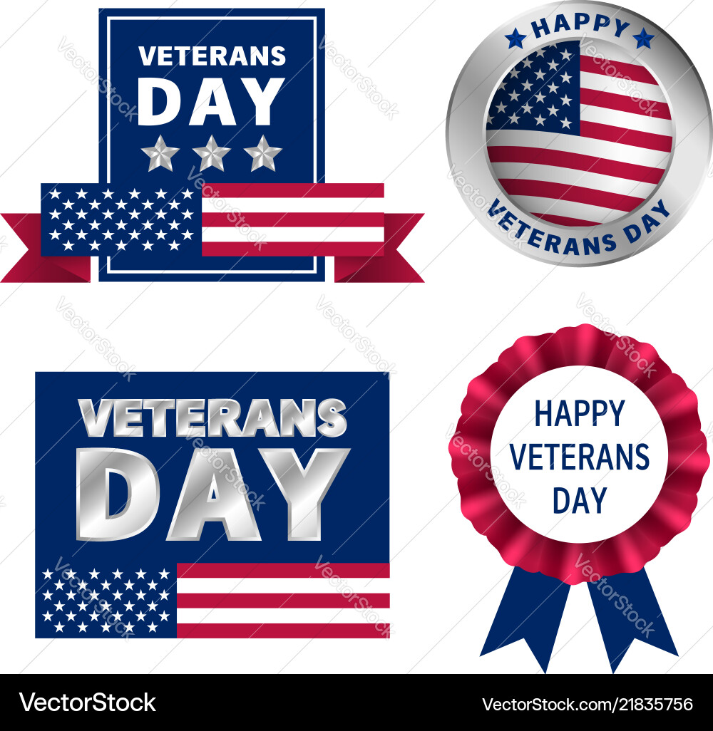 Veterans logo set realistic style Royalty Free Vector Image