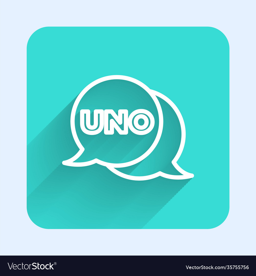 White line uno card game icon isolated with long