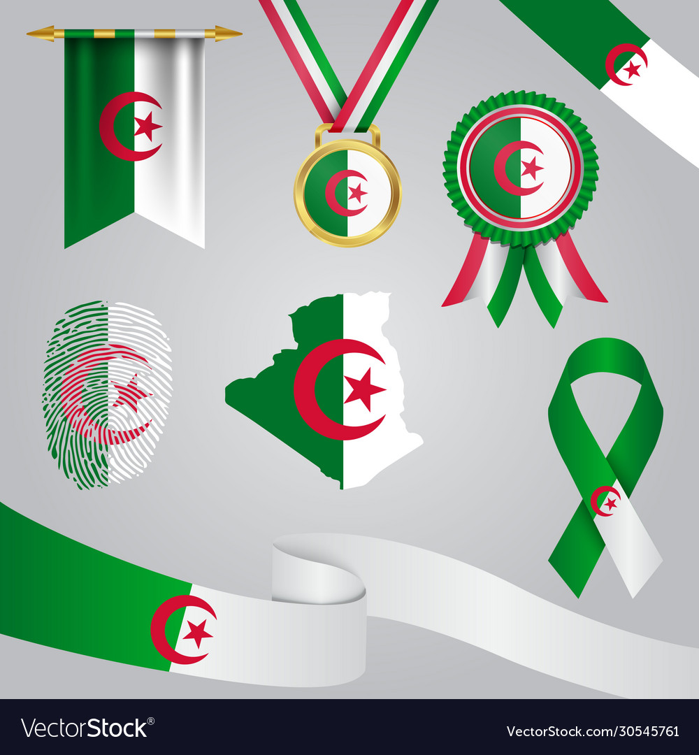 Algeria flag in different shapes