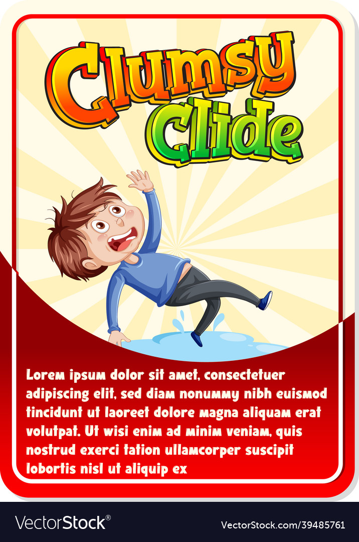 Character game card template with word clumsy Vector Image