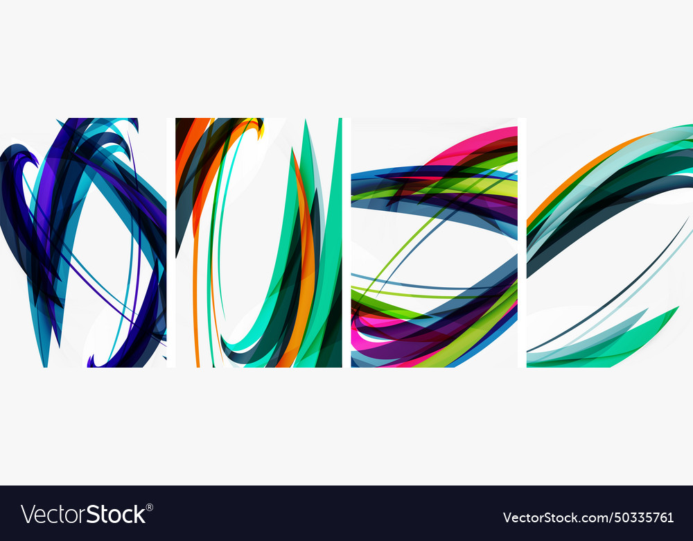 Colorful wave lines poster set for wallpaper Vector Image