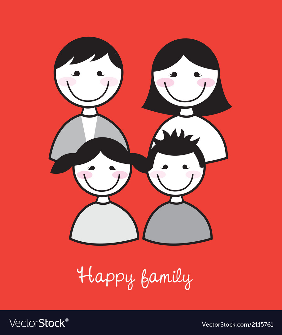 Cute happy family over red background