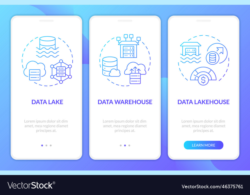 Data repositories blue gradient mobile app screen