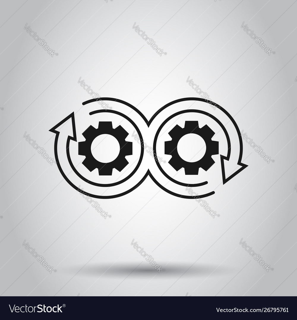 Development icon in flat style devops on isolated vector image Development icon in flat style devops on isolated
