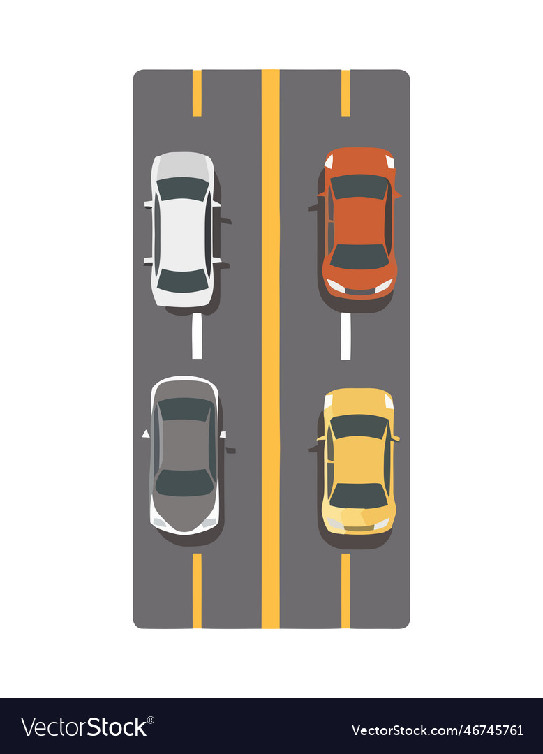 Driving sedan through traffic at high speed Vector Image