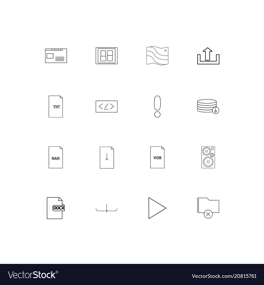 Files and folders sign linear thin icons set