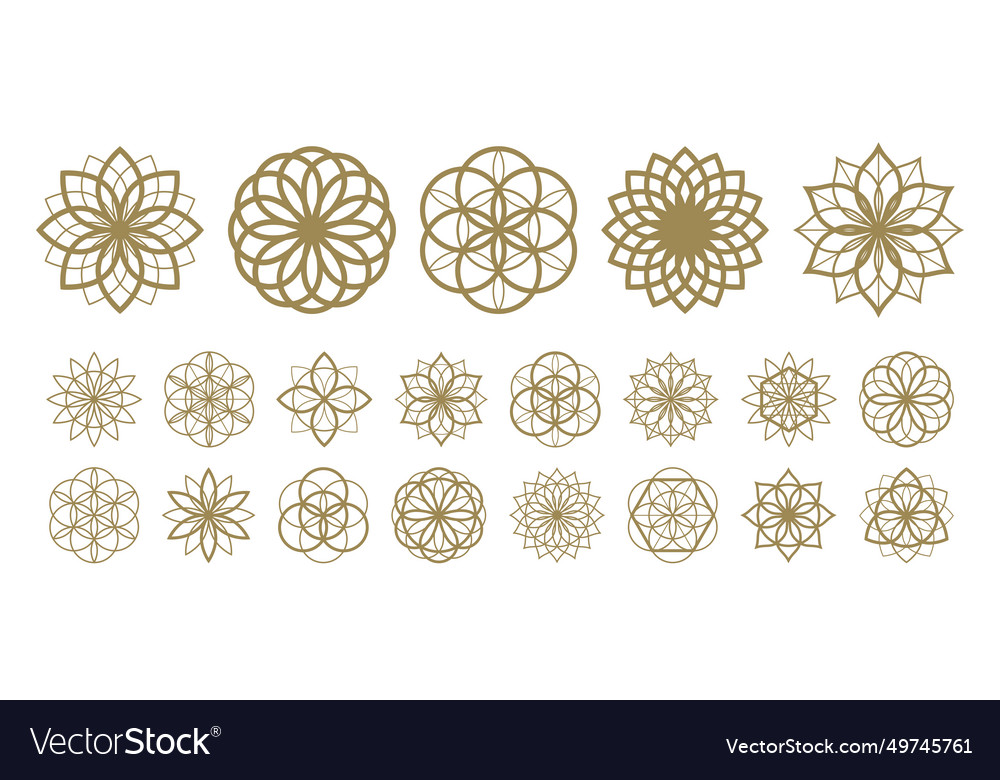 Flower Of Life Ancient Esoteric Symbol Big Set Vector Image Flower Of Life Ancient Esoteric Symbol Big Set Vector Image