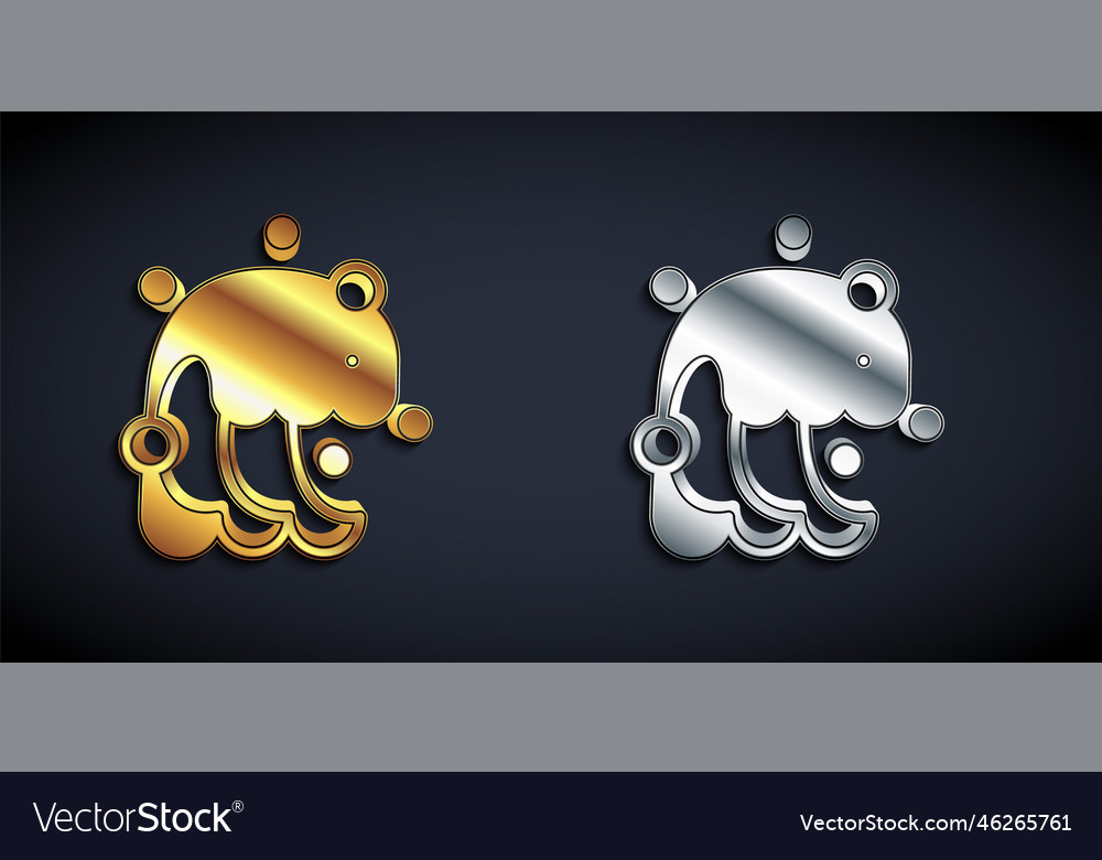 Gold and silver tsunami icon isolated on black