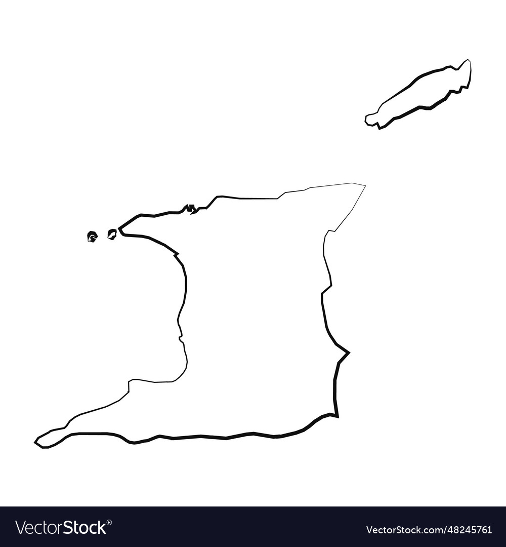 Hand Drawn Lined Trinidad And Tobago Simple Map Vector Image