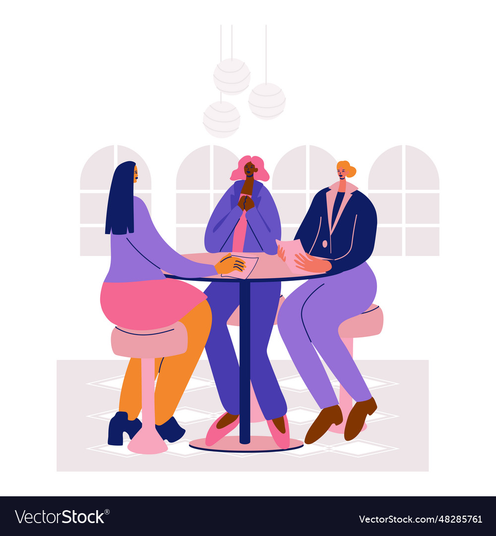 Hr team interviewing an applicant isolated vector image Hr team interviewing an applicant isolated
