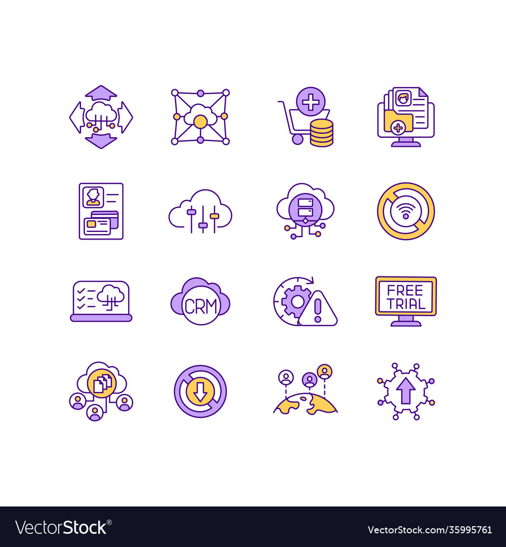 Iot services rgb color icons set
