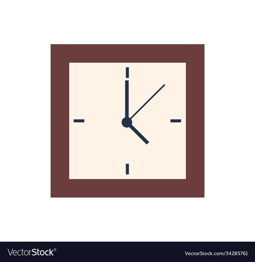 Isolated Square Clock - 5 o'clock