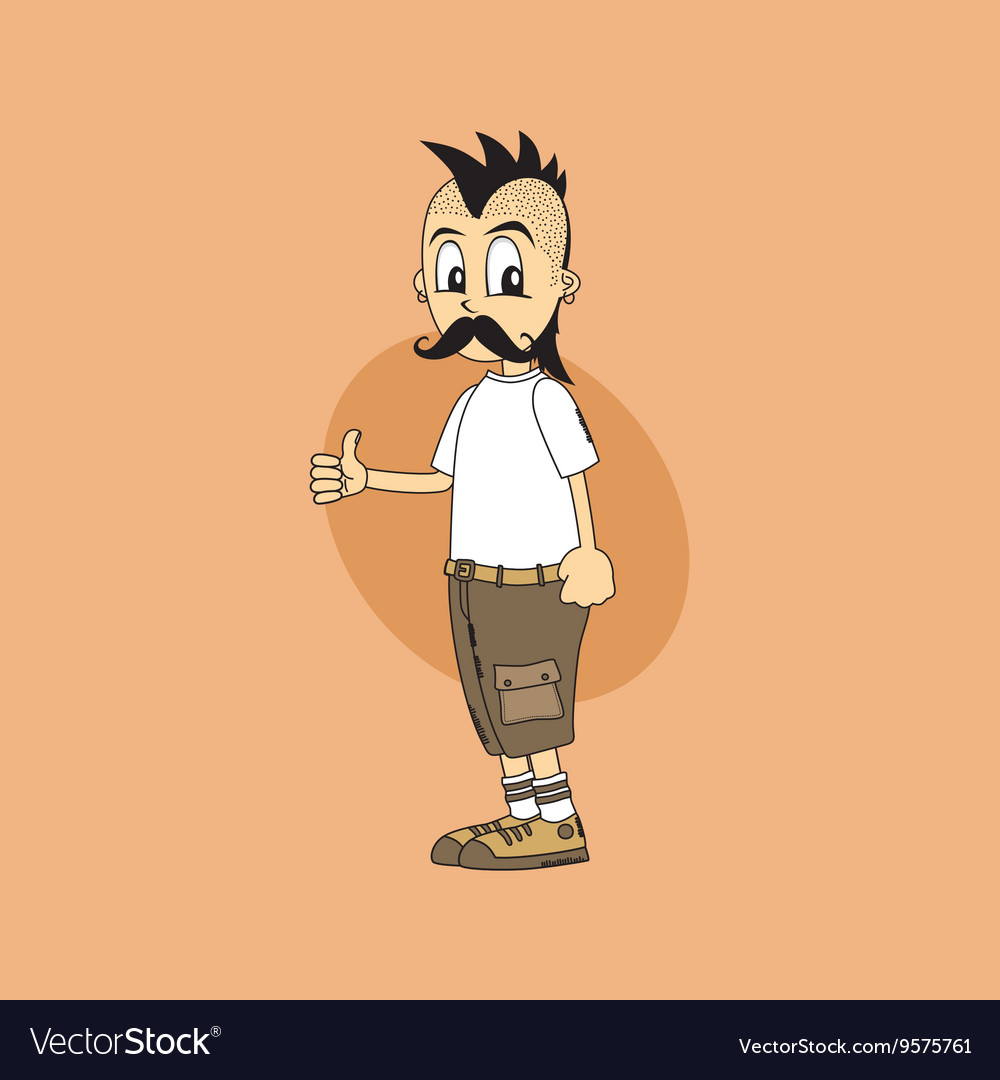 Male cartoon character thumb up gesture