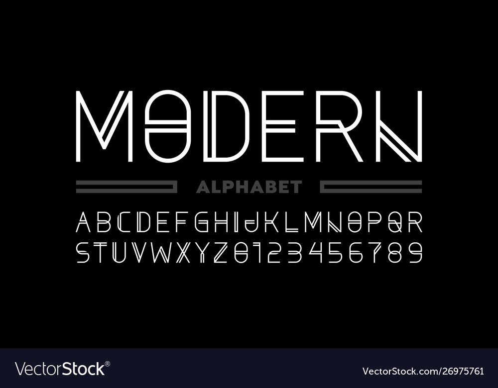 Modern style font alphabet letters and numbers Vector Image