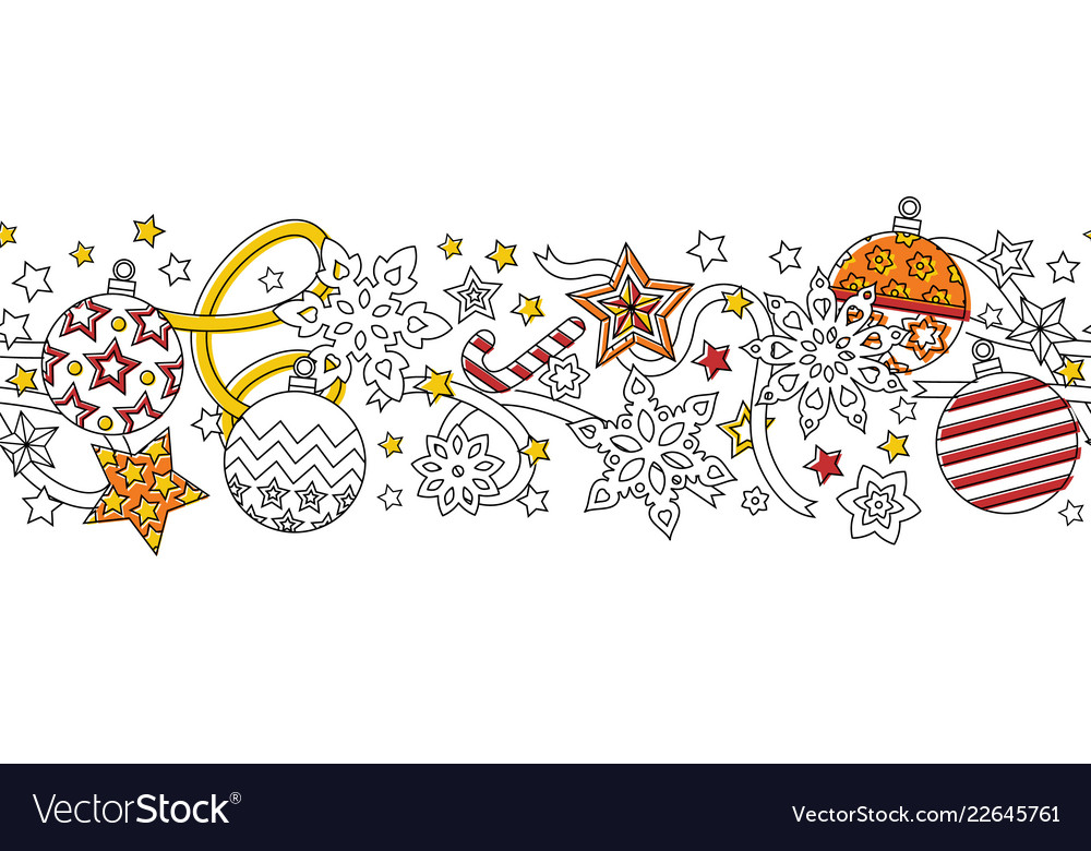 New year hand drawn outline festive seamless