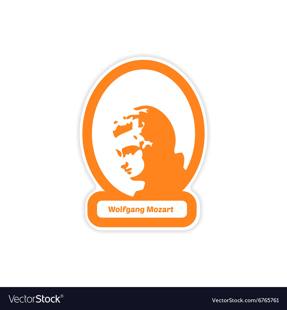 Paper sticker on white background wolfgang amadeus