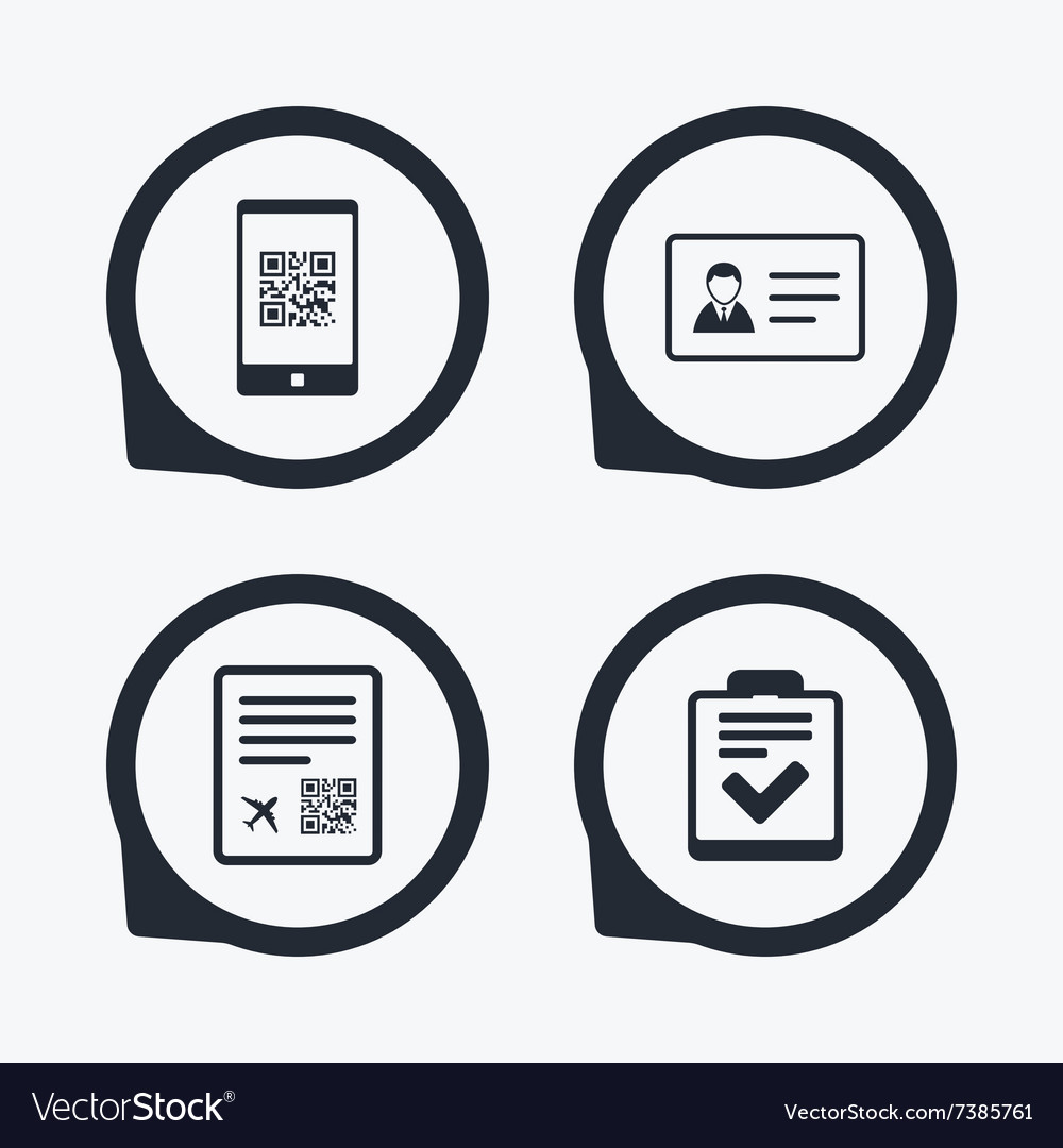 Qr scan code icon boarding pass flight sign