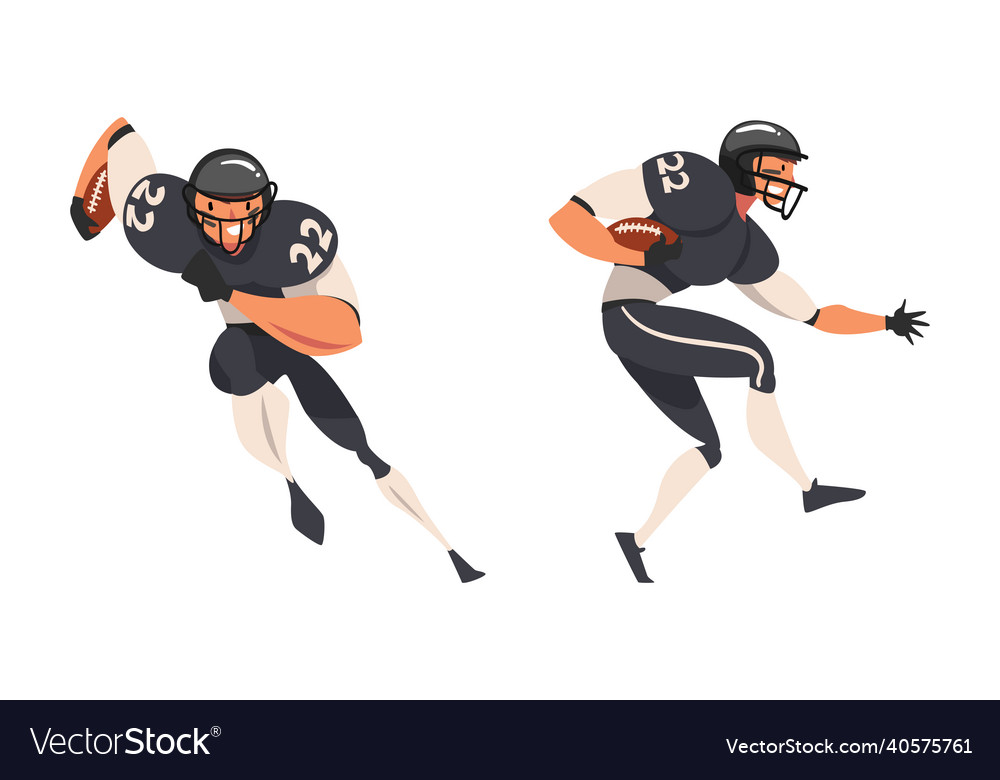 Rugby player in uniform running with oval-shaped vector image Rugby player in uniform running with oval-shaped