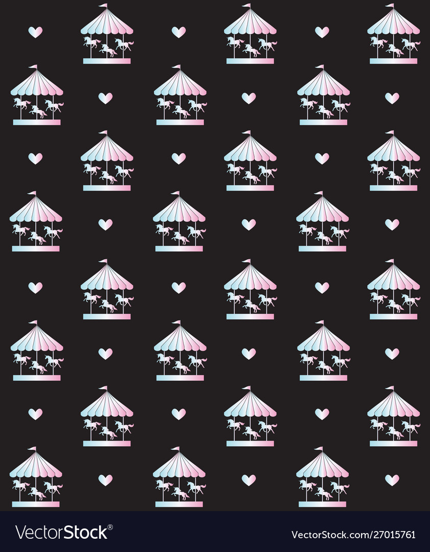 Seamless pattern holographic unicorn carousel vector image Seamless pattern holographic unicorn carousel