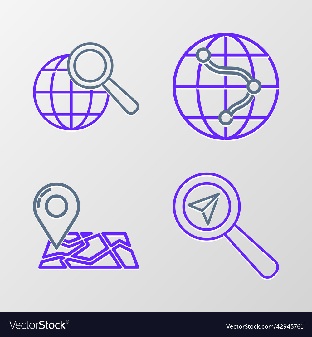 Liniensuchort gefaltete Karte mit Marker vector image Liniensuchort gefaltete Karte mit Marker
