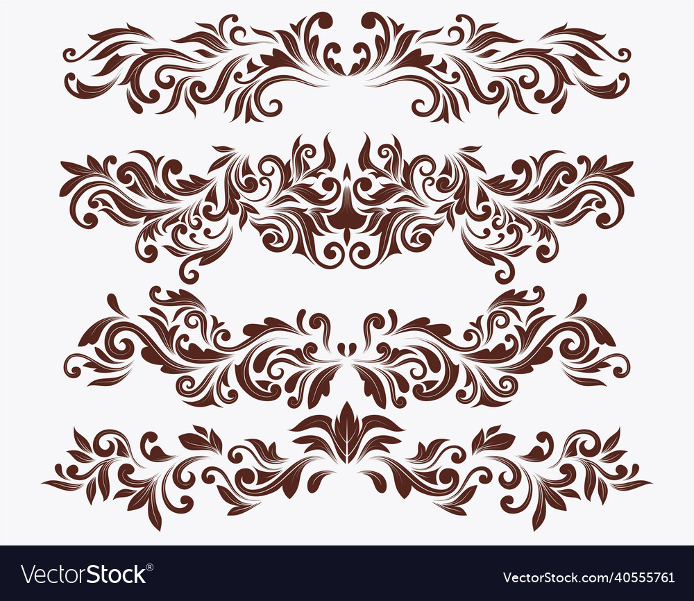 Set of swirl elements for design vector image Set of swirl elements for design
