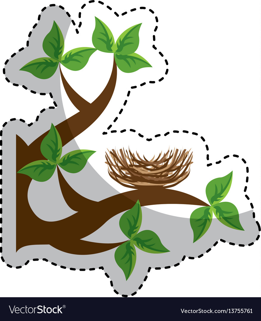Tree branch with nest nature isolated icon