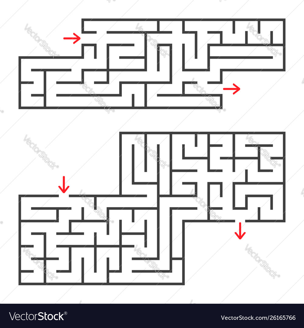 A set two rectangular mazes with an entrance vector image A set two rectangular mazes with an entrance