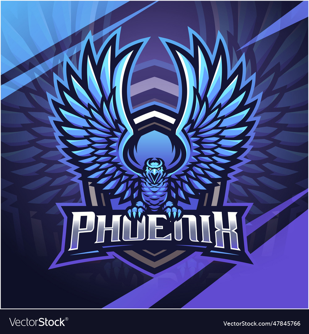 Blue phoenix esport mascot logo design Royalty Free Vector