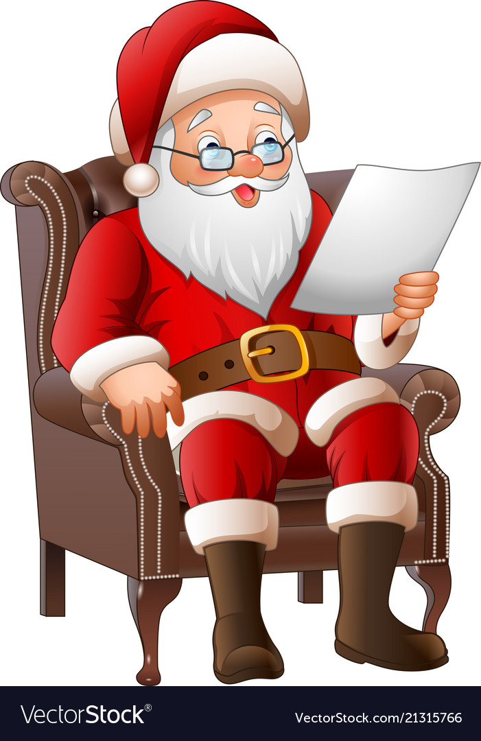 Cartoon santa claus sitting at his armchair Vector Image