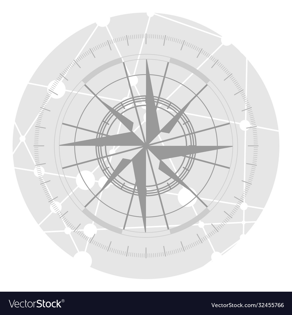Compass symbol on geometry pattern vector image Compass symbol on geometry pattern