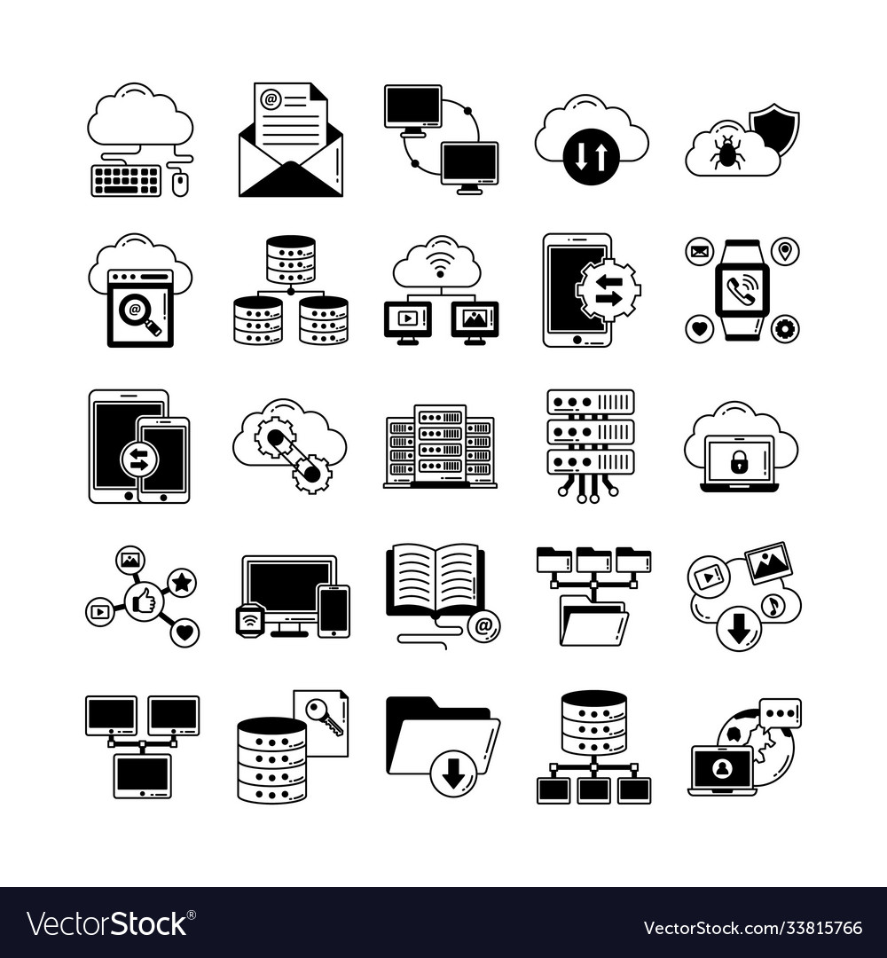 Data and networking icons set every single