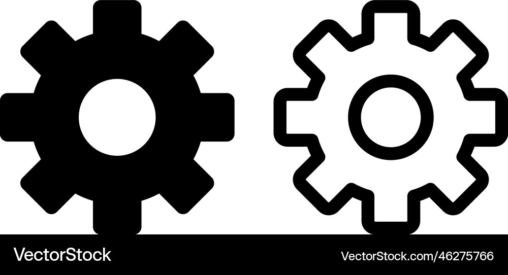 Gears isolated on white gear icon set settings Vector Image