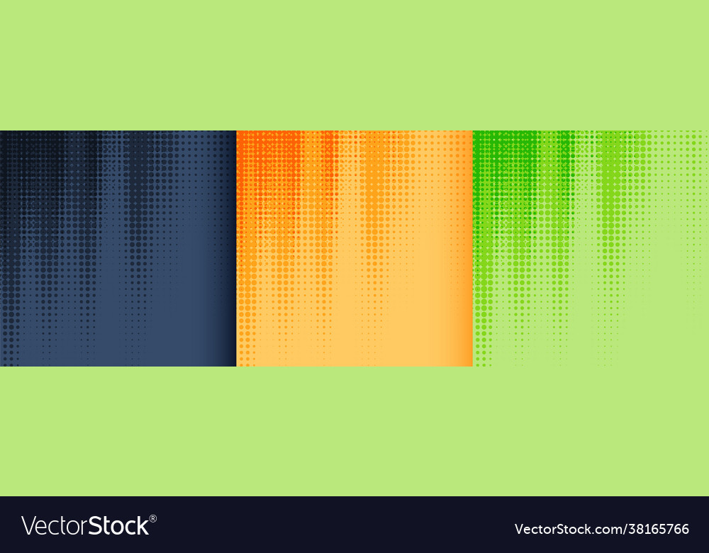 Halftone background set in black yellow and green Vector Image